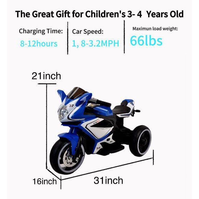 6V Kids Electric Ride On Motorcycle Blue Image 4