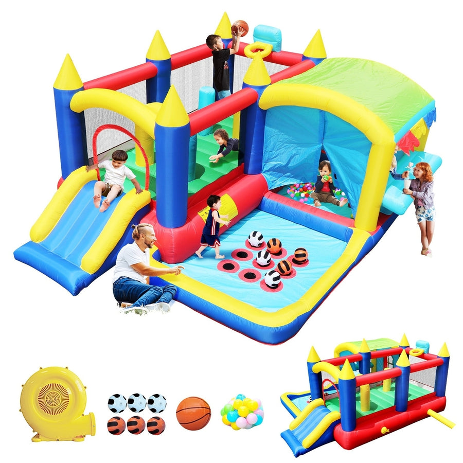 7 in 1 Inflatable Bounce House with Ball Pit for Kids Indoor Outdoor Image 1