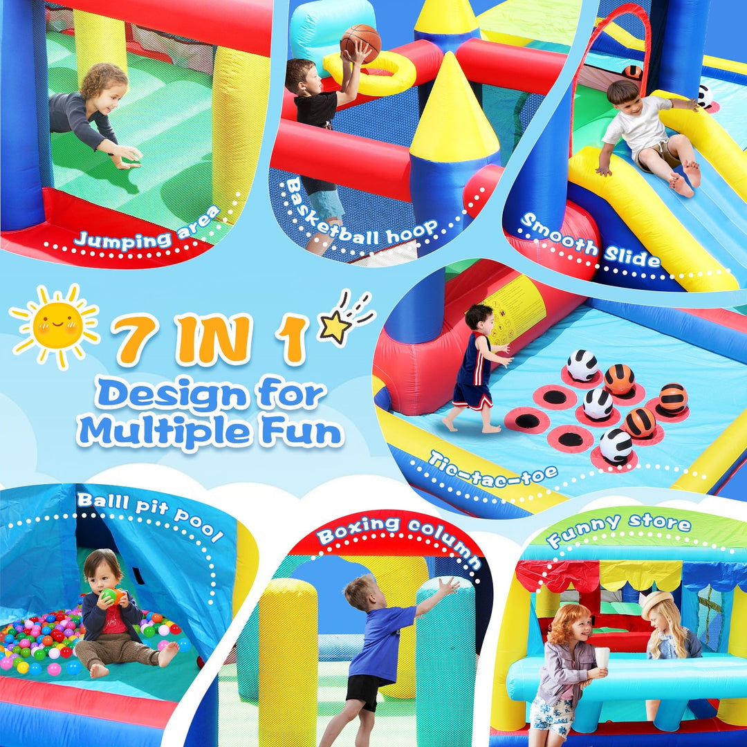 7 in 1 Inflatable Bounce House with Ball Pit for Kids Indoor Outdoor Image 4