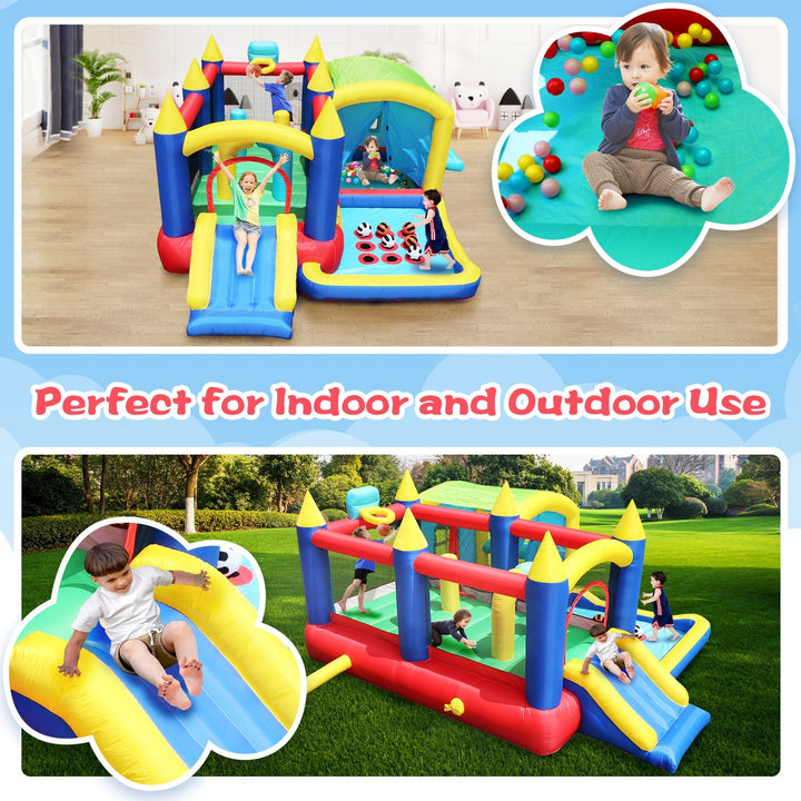 7 in 1 Inflatable Bounce House with Ball Pit for Kids Indoor Outdoor Image 4