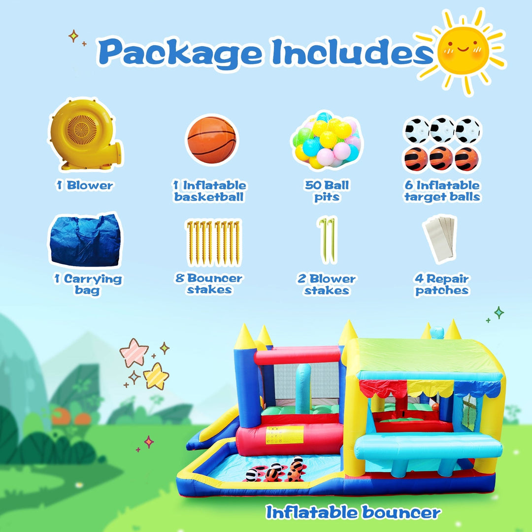 7 in 1 Inflatable Bounce House with Ball Pit for Kids Indoor Outdoor Image 6