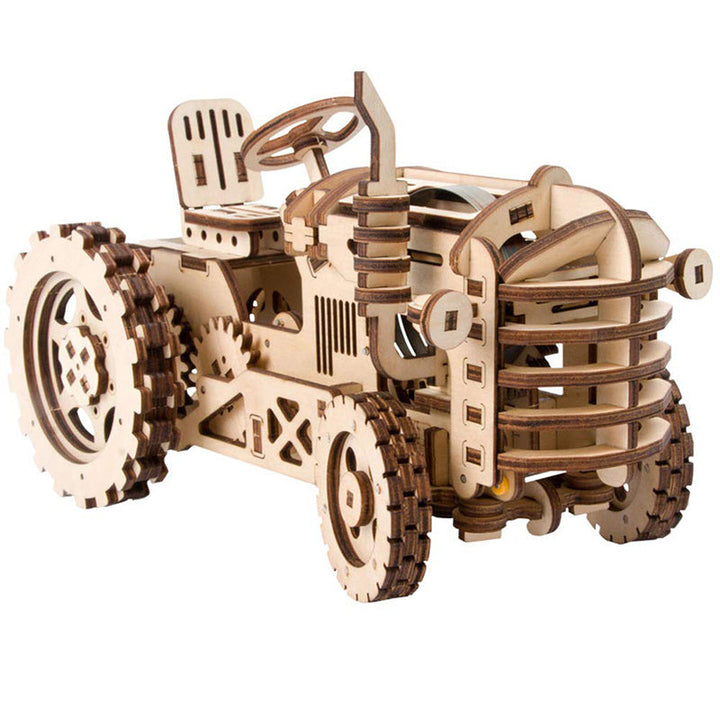 DIY 3D Wooden Puzzle Mechanical Gear Drive Tractor Assembly Kit Image 3