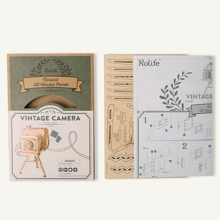 DIY Vintage Camera 3D Wooden Puzzle Image 6