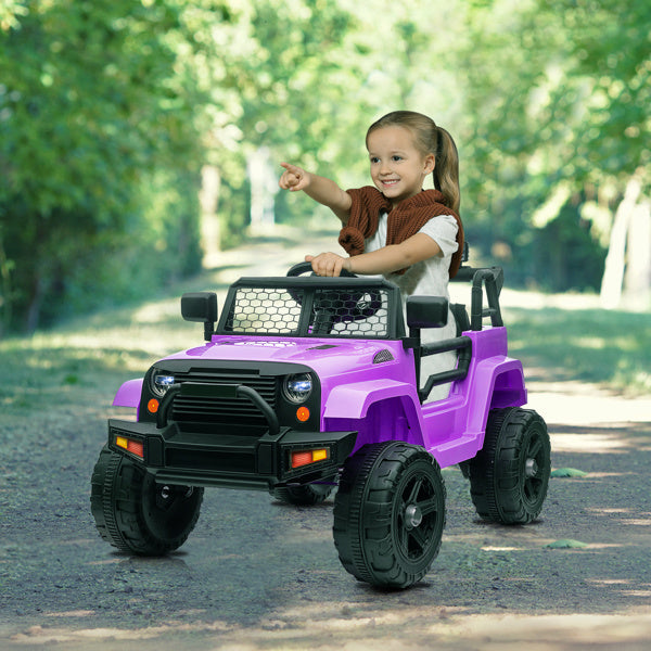 Dual Drive 12V Kids Ride On Jeep Purple Image 3