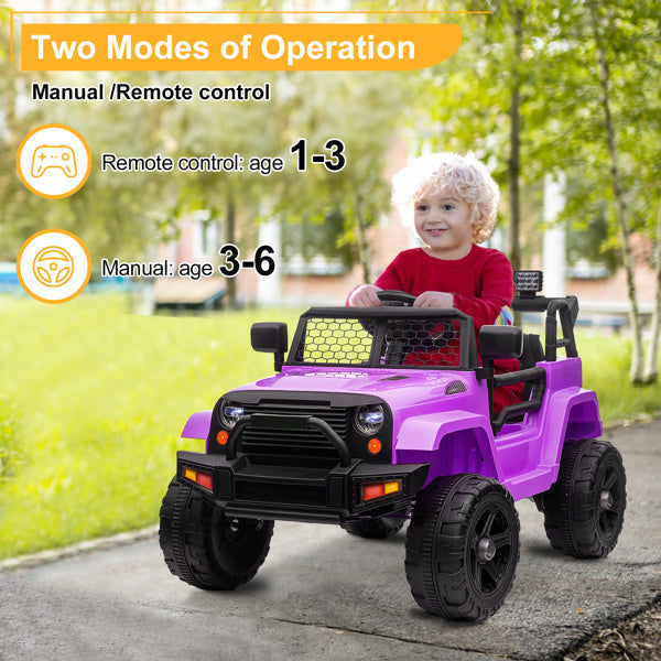 Dual Drive 12V Kids Ride On Jeep Purple Image 4