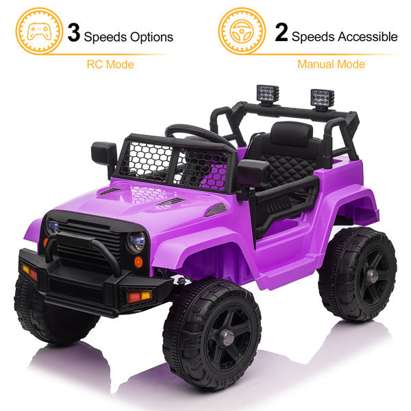 Dual Drive 12V Kids Ride On Jeep Purple Image 6