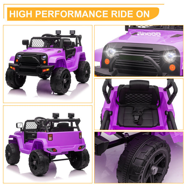 Dual Drive 12V Kids Ride On Jeep Purple Image 9