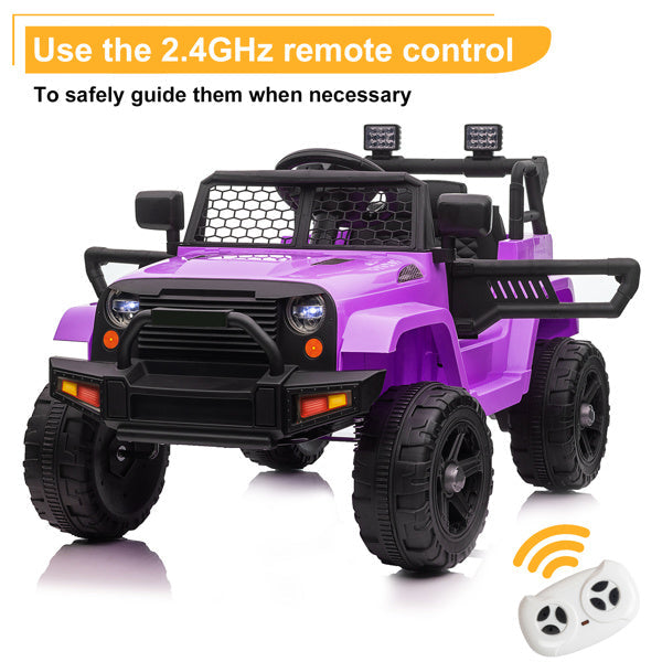 Dual Drive 12V Kids Ride On Jeep Purple Image 10