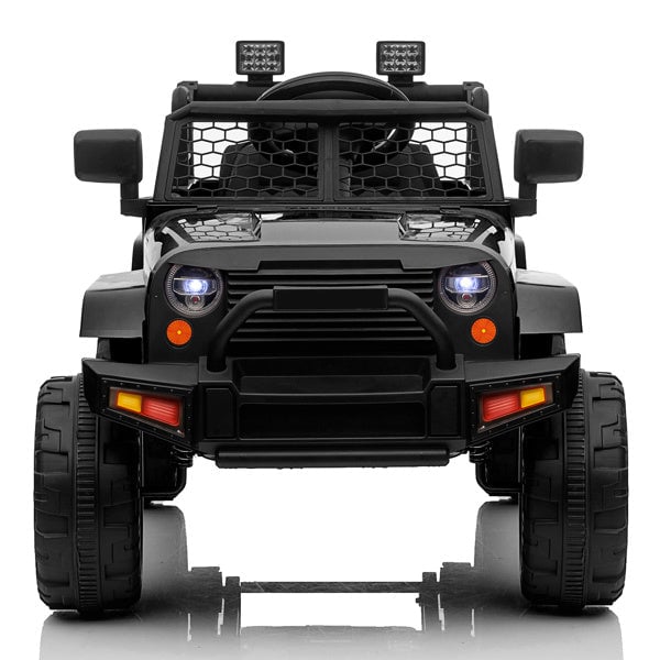 Dual Drive 12V Kids Ride On Jeep with 2.4G Remote Control Black Image 2