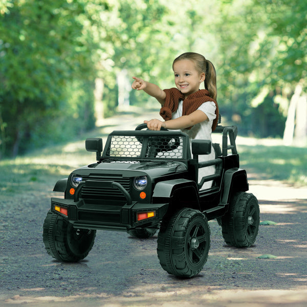 Dual Drive 12V Kids Ride On Jeep with 2.4G Remote Control Black Image 6