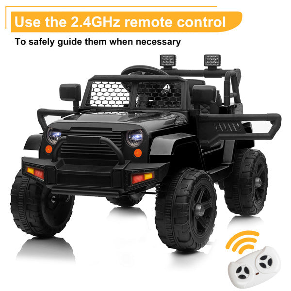 Dual Drive 12V Kids Ride On Jeep with 2.4G Remote Control Black Image 9