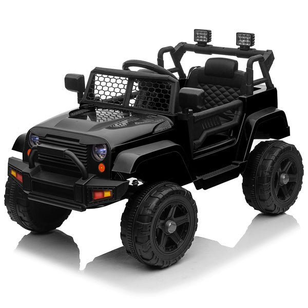 Dual Drive 12V Kids Ride On Jeep with 2.4G Remote Control Black Image 11