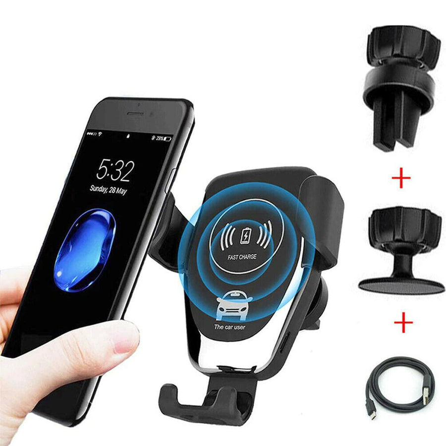 10W QI Wireless Fast Car Charger Mount Holder Stand Automatic Clamping Charging Image 1