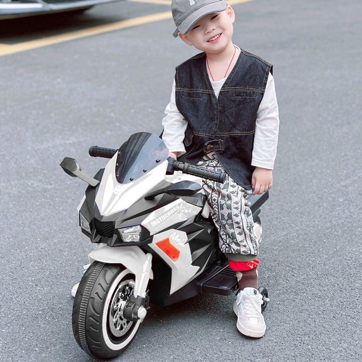 12V 2 Wheel Kids Rechargeable Riding Electric Motorcycle White Image 3