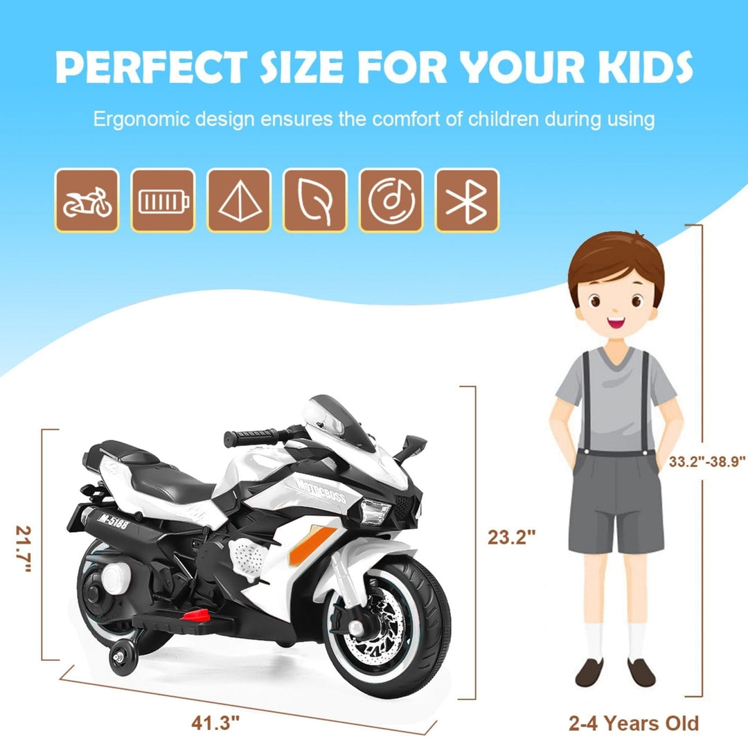 12V 2 Wheel Kids Rechargeable Riding Electric Motorcycle White Image 8