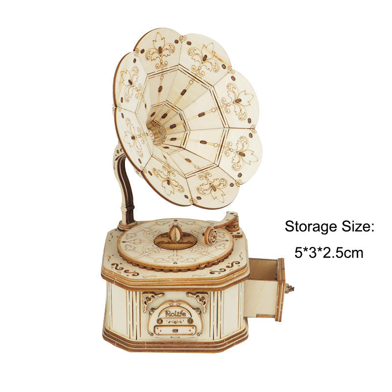 Gramophone 3D Wooden Model Building Kit Image 3