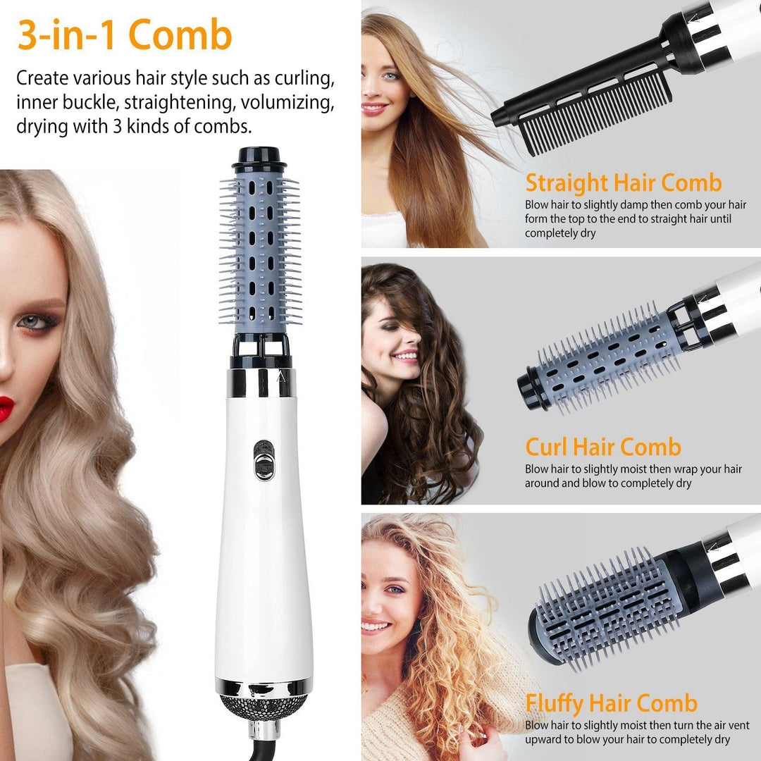 3 In 1 One-Step Interchangeable Hot Air Brush Dryer Comb Curler Straightener Image 4