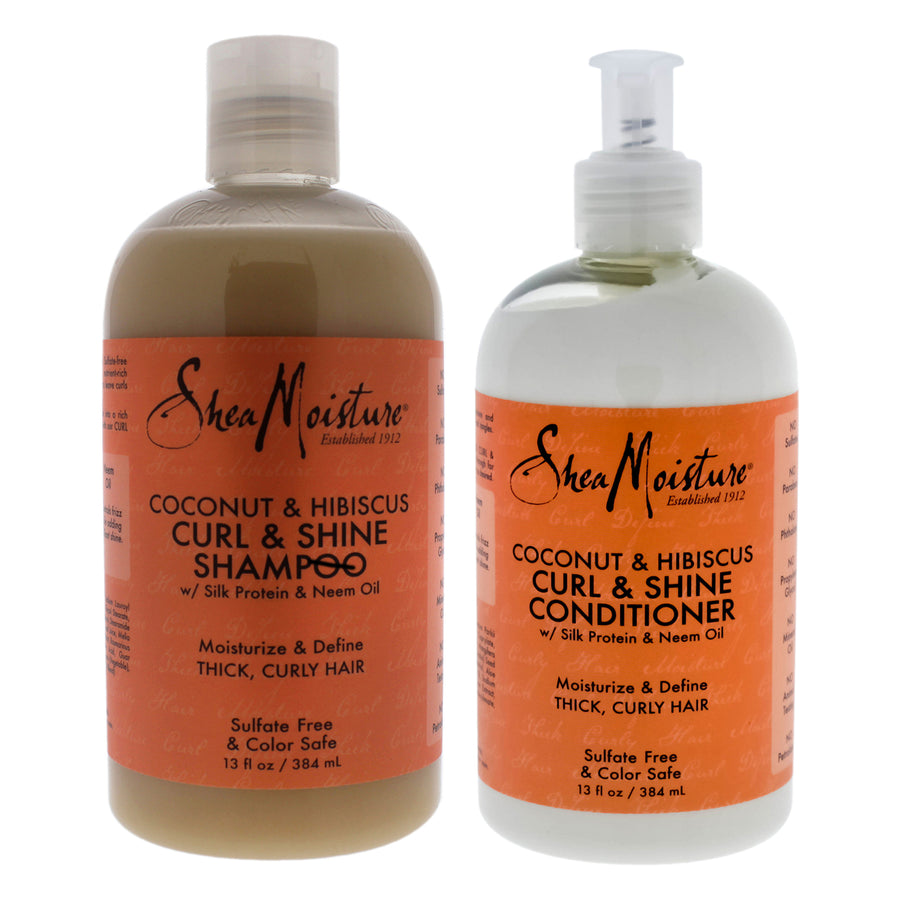 Shea Moisture Coconut and Hibiscus Curl and Shine Kit 13oz Shampoo13oz Conditioner 2 Pc Kit Image 1