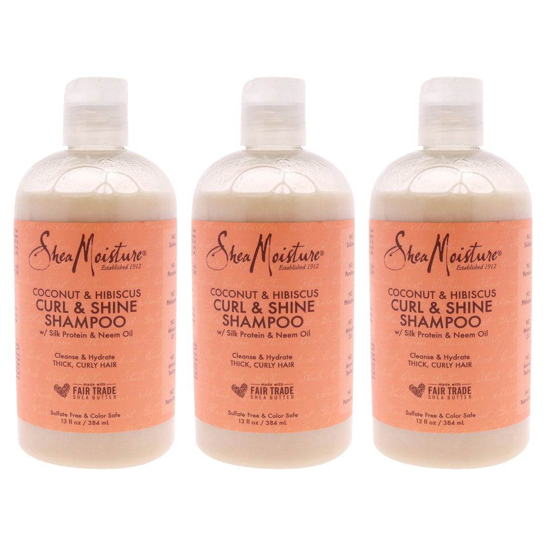 Shea Moisture Coconut and Hibiscus Curl Shine Shampoo - Pack of 3 13 oz Image 1