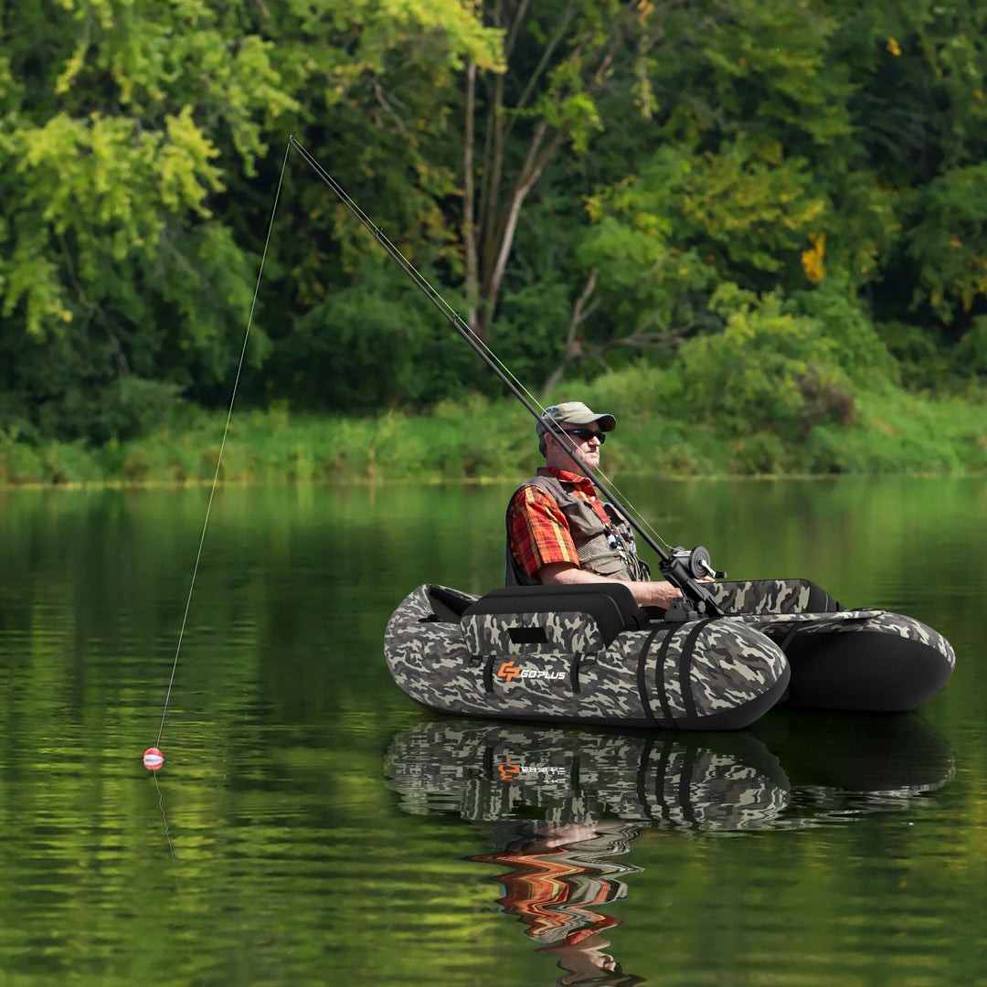 Inflatable Fishing Float Tube w/Adjustable Straps and Storage Pockets and Fish Ruler Image 2