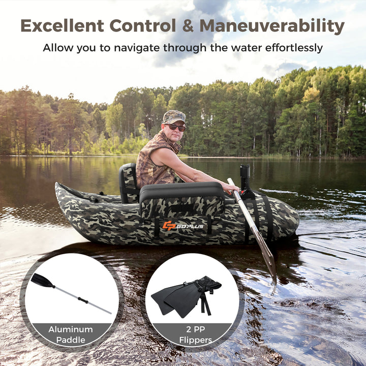 Inflatable Fishing Float Tube w/Adjustable Straps and Storage Pockets and Fish Ruler Image 10