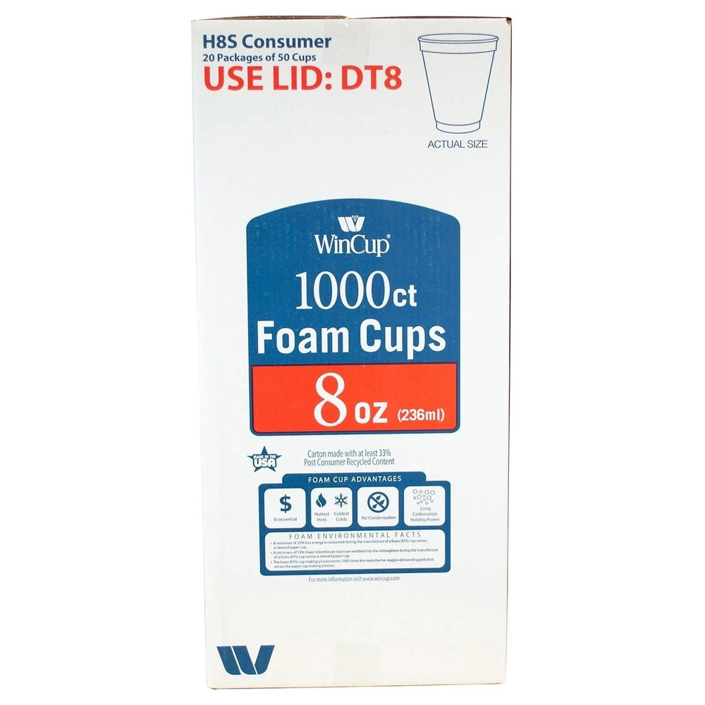 WinCup Foam Drink CupsWhite8 Ounce (1,000 Count) Image 2