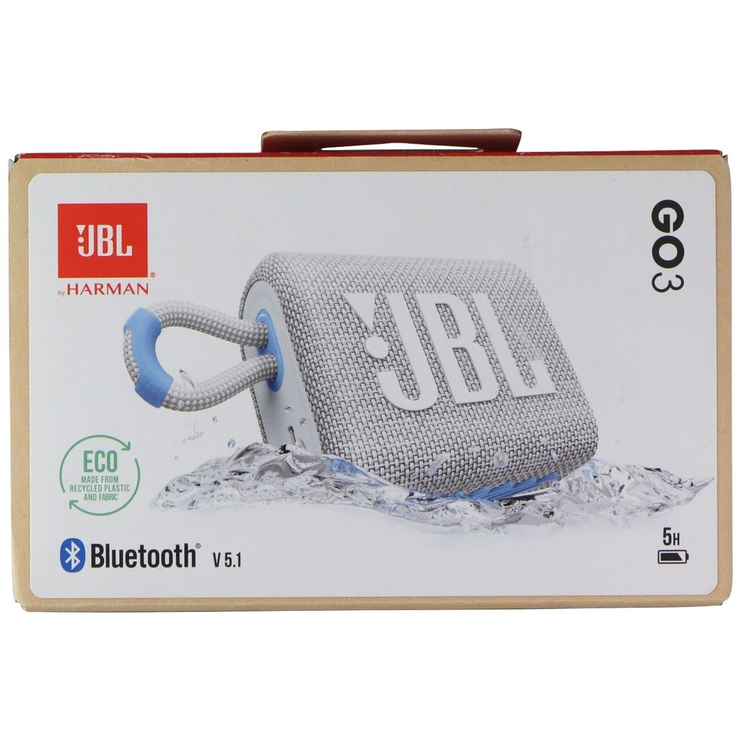 JBL Go 3 Eco Portable Waterproof Bluetooth Speaker - Cloud White Image 1