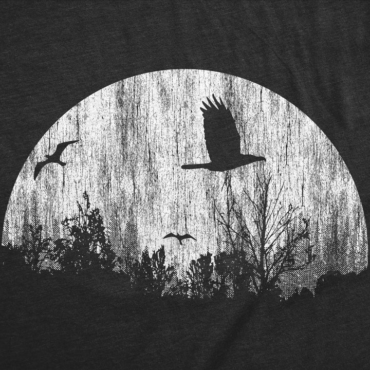 Mens Funny T Shirts Moon Birds Creepy Graphic Tee For Men Image 4