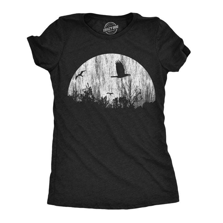 Womens Funny T Shirts Moon Birds Creepy Graphic Tee For Ladies Image 3