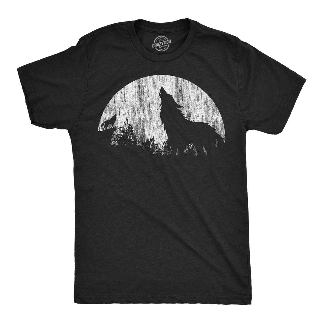 Mens Funny T Shirts Moon Wolves Novelty Graphic Tee For Men Image 3