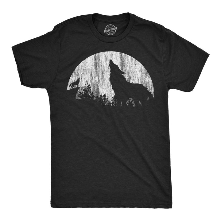 Mens Funny T Shirts Moon Wolves Novelty Graphic Tee For Men Image 3