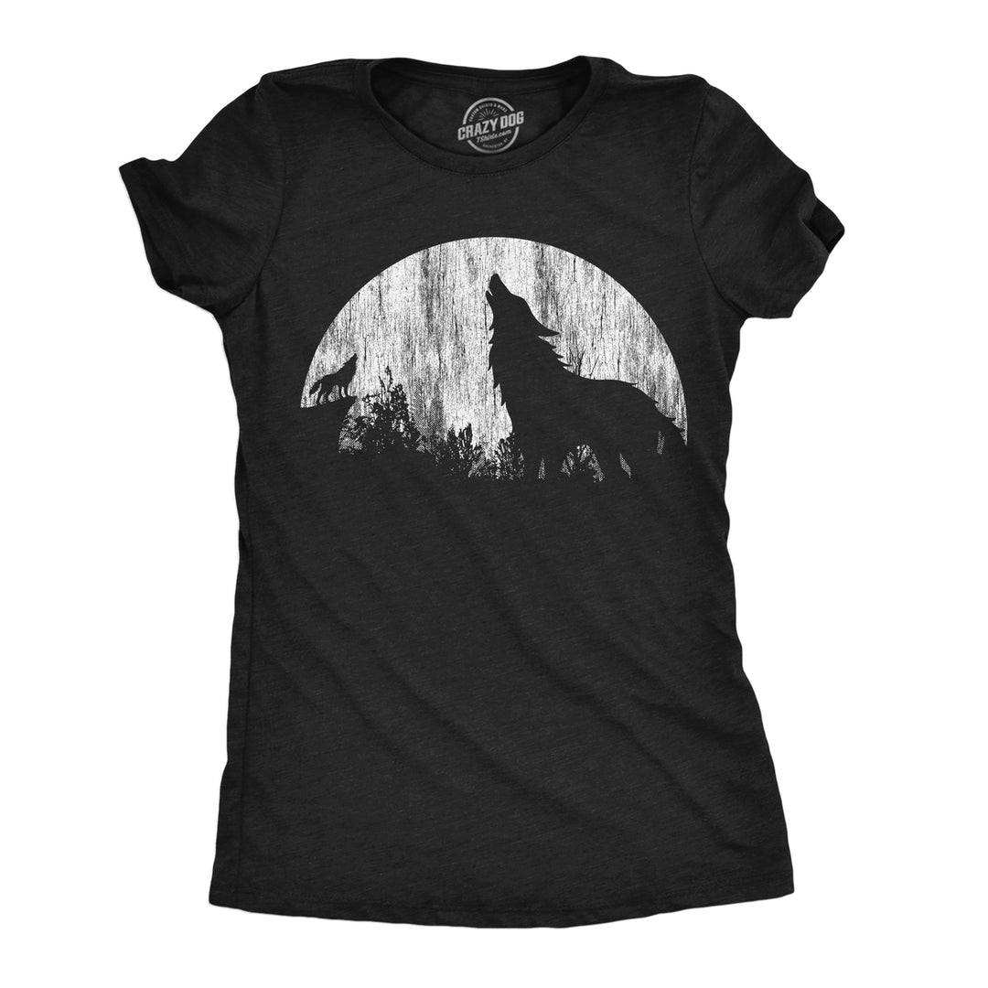 Womens Funny T Shirts Moon Wolves Novelty Graphic Tee For Ladies Image 3