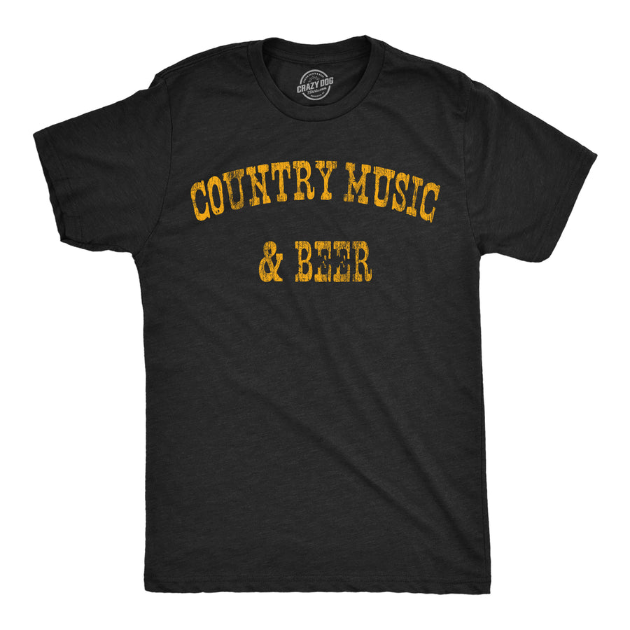 Mens Country Music And Beer Funny T Shirt Sarcastic Graphic Tee For Men Image 1