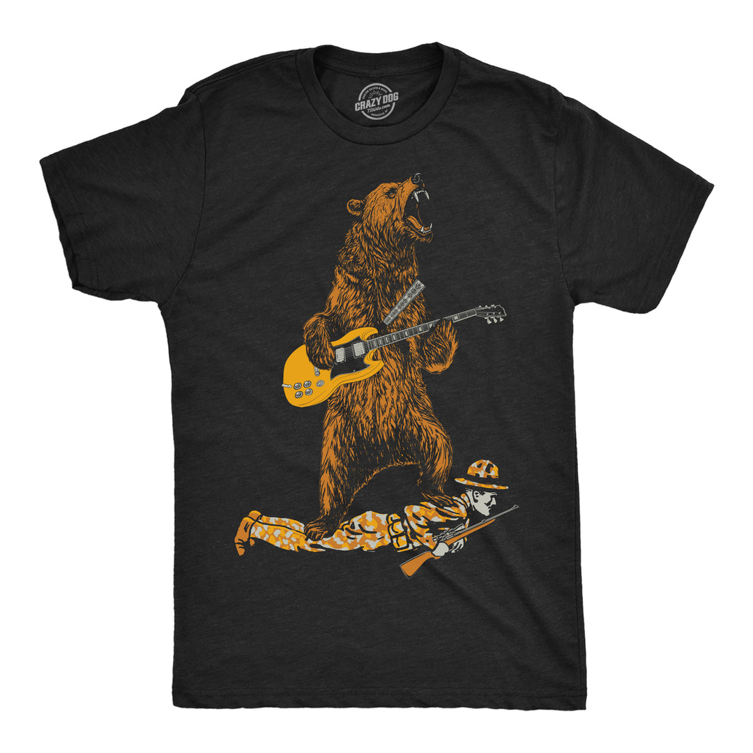 Mens Guitar Bear Funny T Shirts Sarcastic Rock And Roll Tee For Men Image 1