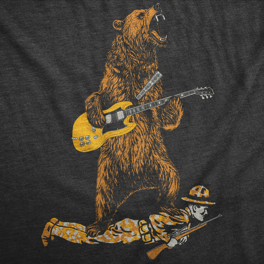 Mens Guitar Bear Funny T Shirts Sarcastic Rock And Roll Tee For Men Image 2