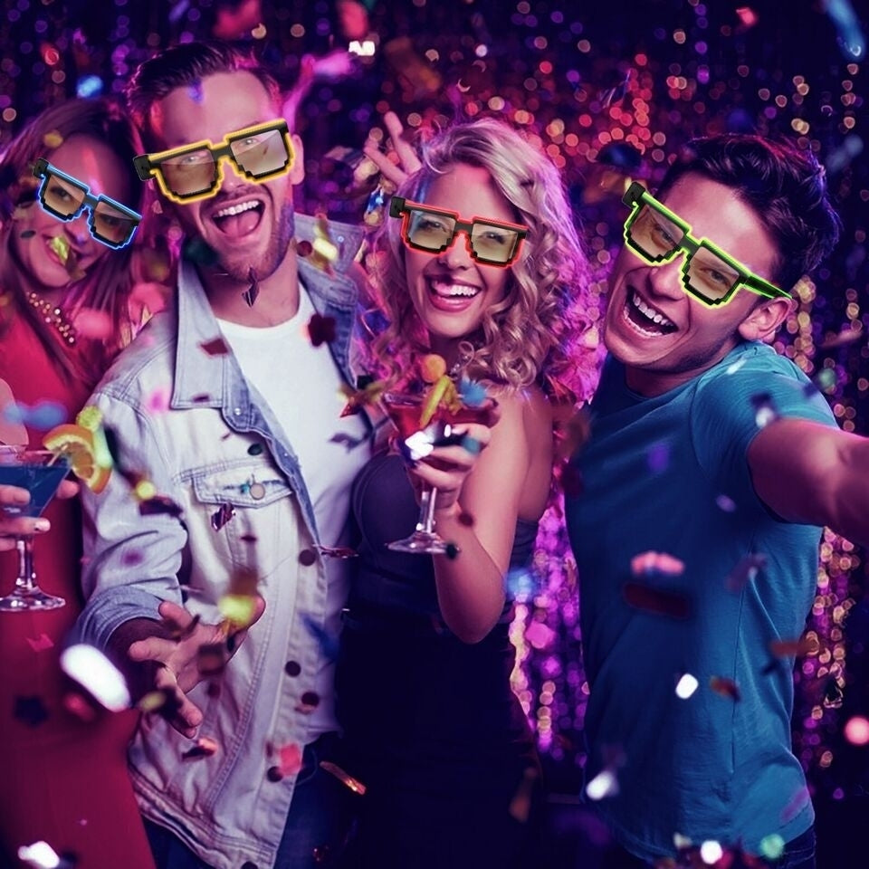 Cordless LED Light Up Neon Rave Party SunglassesGlowing DJ Glasses With 4 Working Party Modes Image 2
