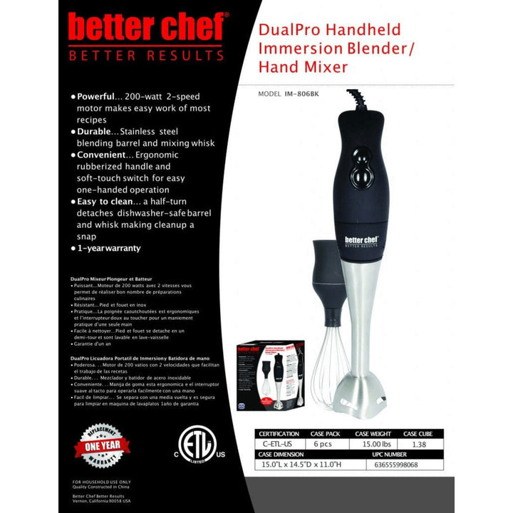 Better Chef 200W DualPro Immersion Blender Hand-Mixer with Cup and Beater Image 8