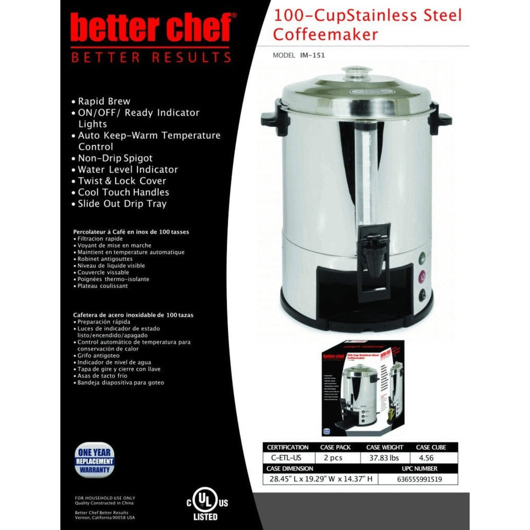 Better Chef 100 Cup Stainless Steel Urn Coffeemaker Image 8