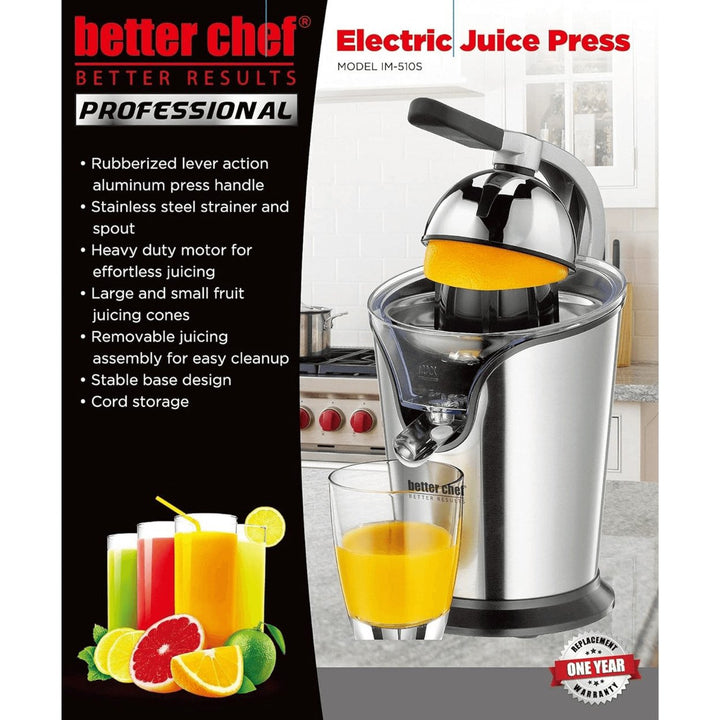Better Chef High Power Deluxe Stainless Steel Electric Citrus Juice Press Image 6