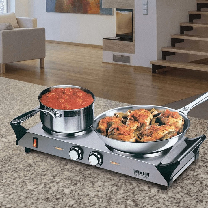 Better Chef Stainless Steel Electric Double Burner Countertop 1500W IM-309DB Image 3