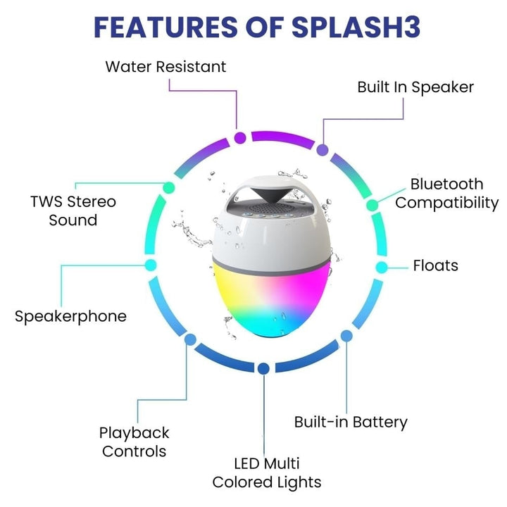 Technical Pro Portable Bluetooth Speaker Waterproof IP68 Floating Pool Bathtub Image 3