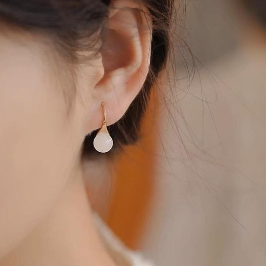 Ancient styleadvanced sensenatural Hotan Jade/white jade ear hook Chinese stylevintage earrings and earrings Image 3