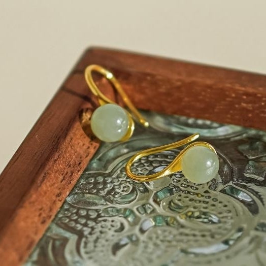 Ancient styleadvanced sensenatural Hotan Jade/white jade ear hook Chinese stylevintage earrings and earrings Image 4
