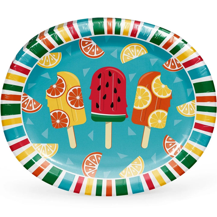 Members Mark Tasty Fruit Summer Oval Plates 10" x 12" (50 Count) Image 1