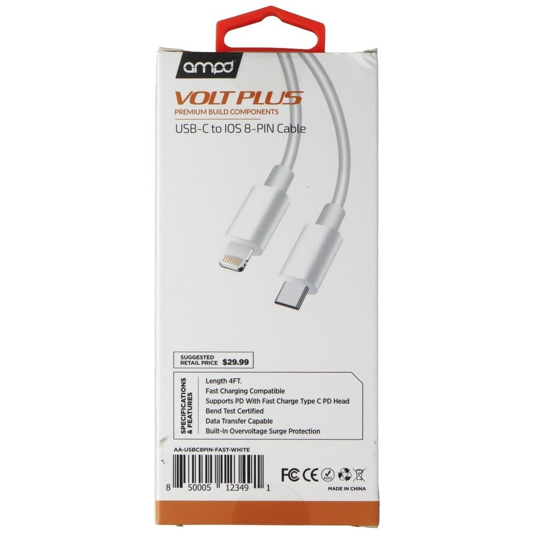 Ampd Volt Plus - (4-Ft) USB-C to Lightning 8-Pin Charge/Sync Cable - White Image 3