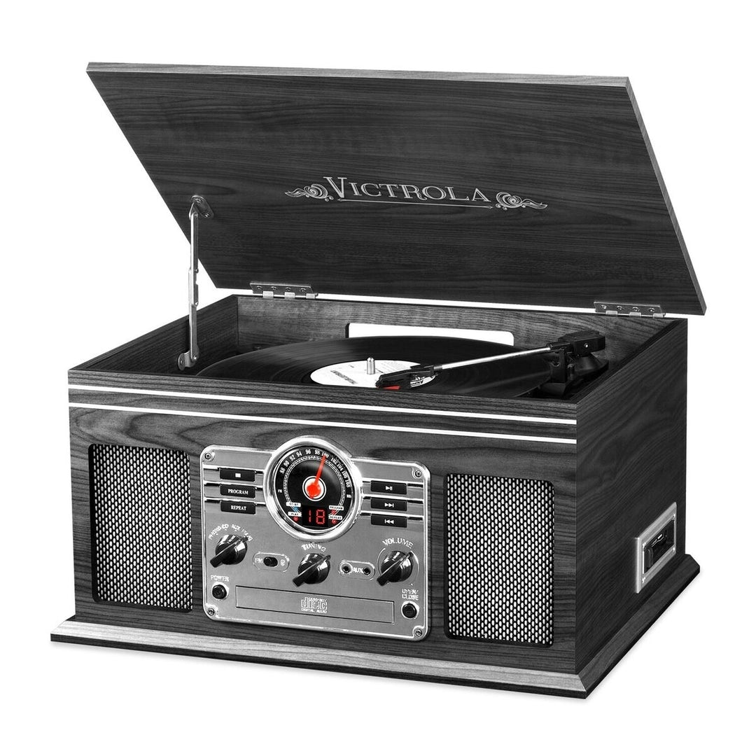 Victrola 6-in-1 Bluetooth Decorative Record Player with 3-Speed Turntable- Image 1