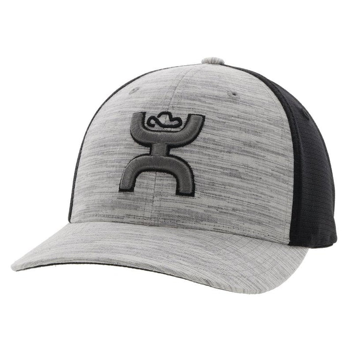 Hooey Mens Ash Flexfit Hat Grey/Black 2231GYBK S/M L/XL Black/White Logo Image 1