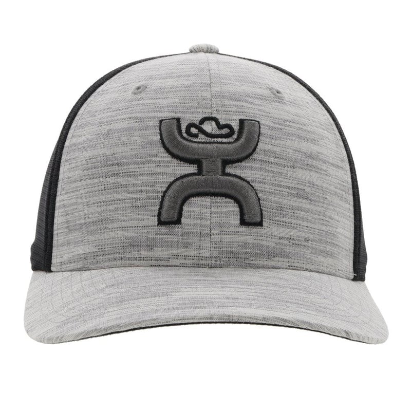 Hooey Mens Ash Flexfit Hat Grey/Black 2231GYBK S/M L/XL Black/White Logo Image 4