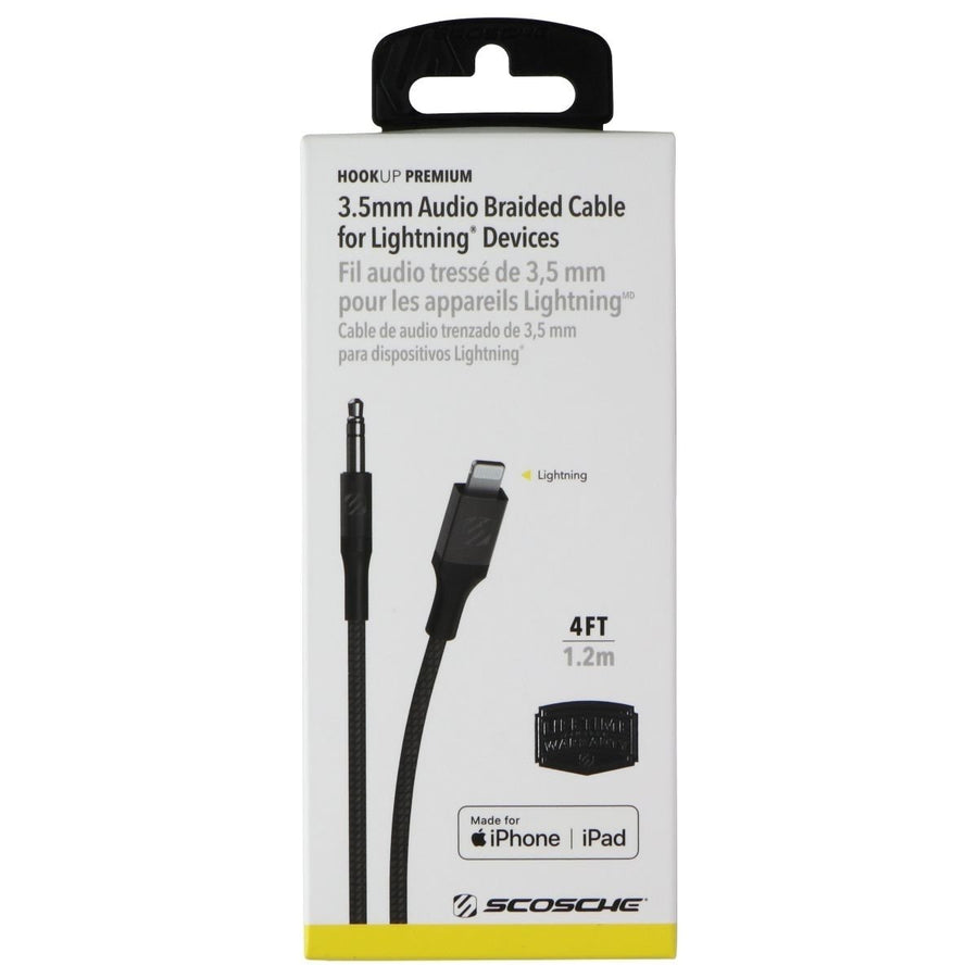 SCOSCHE 4FT 3.5MM To Lightning 8-Pin Braided Cable - Space Gray Image 1