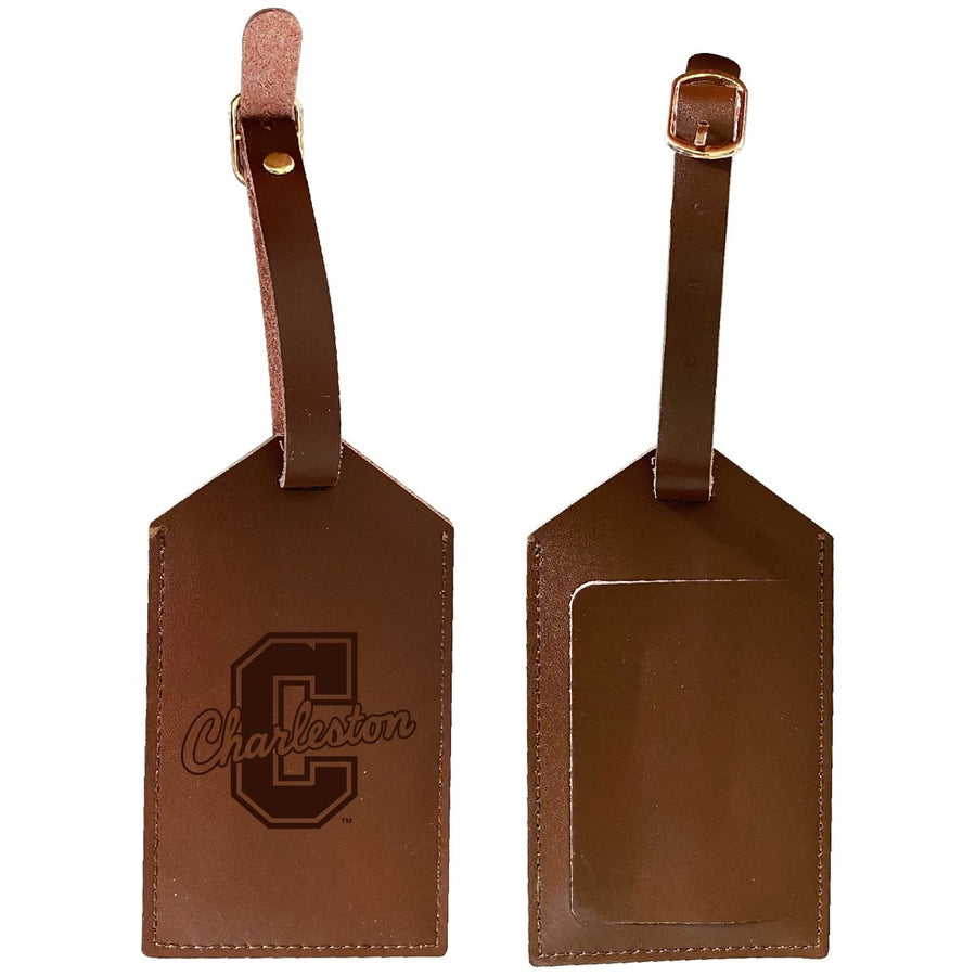 College of Charleston Leather Luggage Tag Engraved Officially Licensed Collegiate Product Image 1